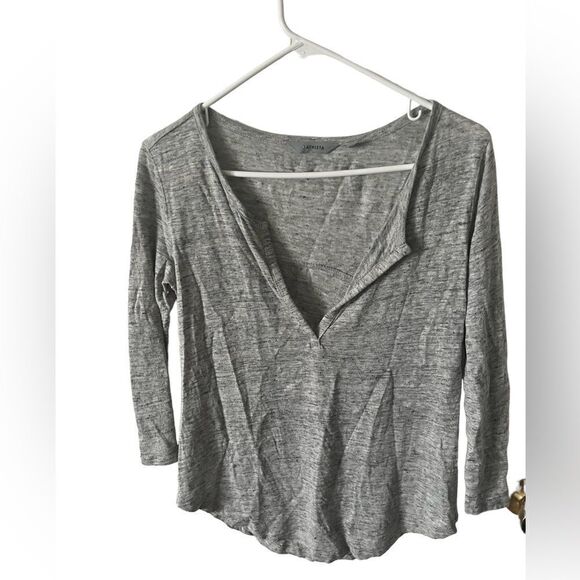 Athleta Tops - Athleta Gray 100% Linen light Weight Top Size XS